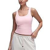 CRZ YOGA Softembrace Scoop Neck Tank Tops for Women - Casual Going Out Soft Double Lined Crop Basic Sleeveless Shirts