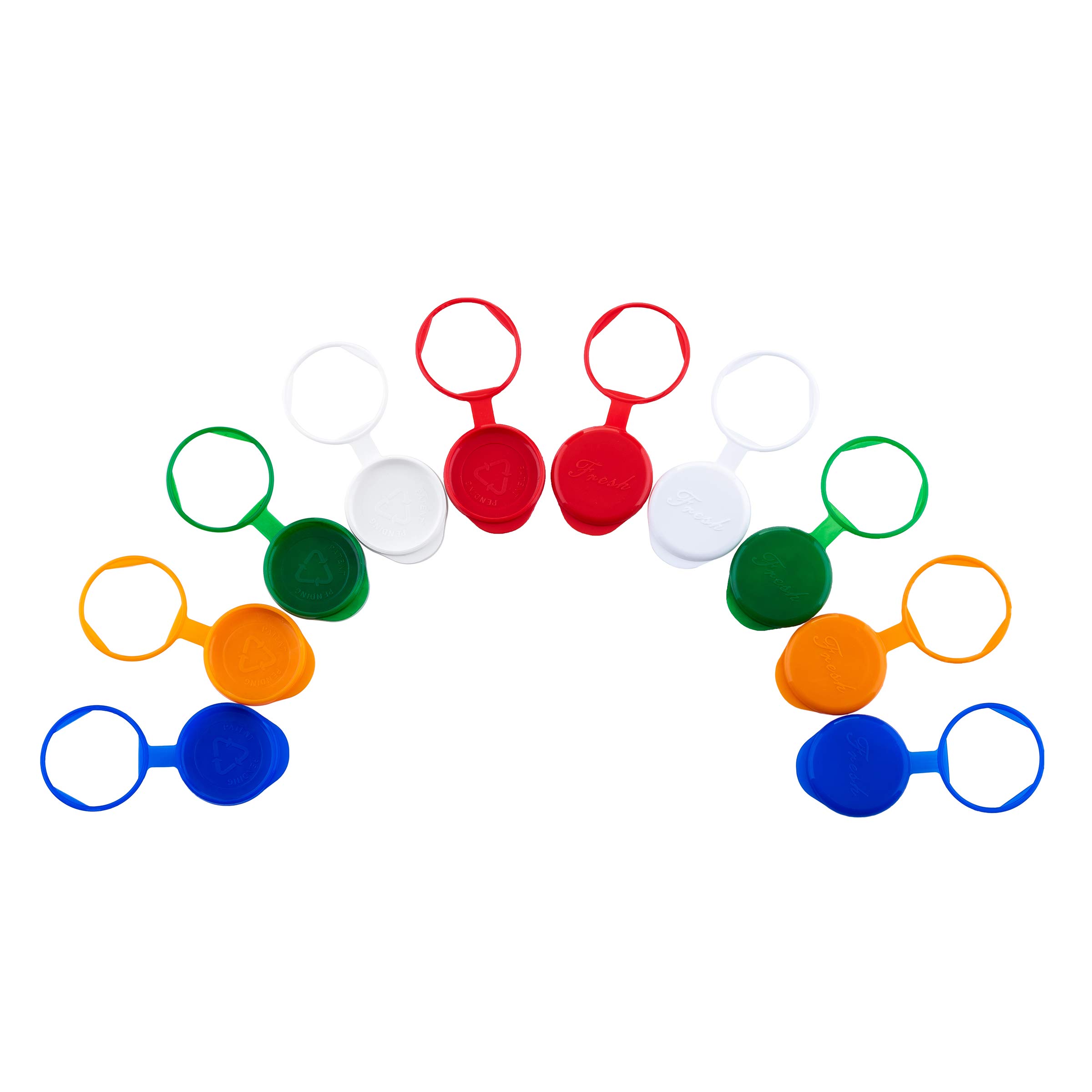 Airtight Milk Bottle Tops (10 pack), reusable, specifically designed to fit standard one pint UK glass milk bottles. Made in UK (Multi: Blue, Green, White, Red and Orange,)