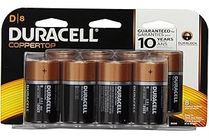 Duracell Dx8 Coppertop D alkaline Batteries, 8 Count (Pack of 2)