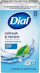 Dial Antibacterial Bar Soap, Refresh & Renew, Spring Water, 4 Oz, 8 Bars