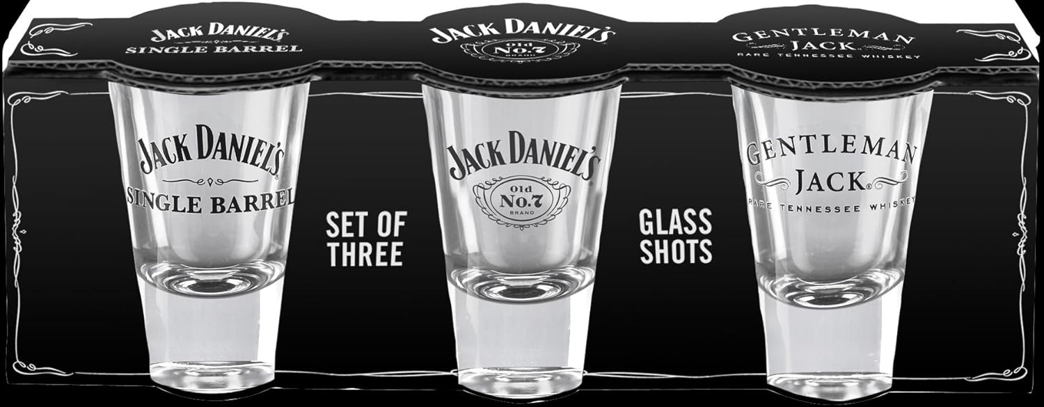 Jack Daniels Licensed Barware Shot Glass, Set of 3