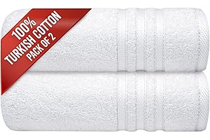 Infinitee Xclusives 2 Pack Premium Turkish Bath Towels Set, 100% Cotton (27 x 54 Inches) Lightweight and Highly Absorbent, Quick Drying Large Bath Towels, Perfect for Hotel, Spa and Bathroom (White)