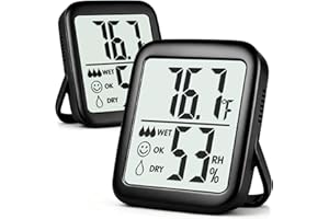 Antonki 2 Pack Room Thermometer for Home, Hygrometer Indoor Humidity Meter Gauge, Digital Temperature and Humidity Sensor Monitor for House, Terrarium, Incubator, Greenhouse - Battery Included