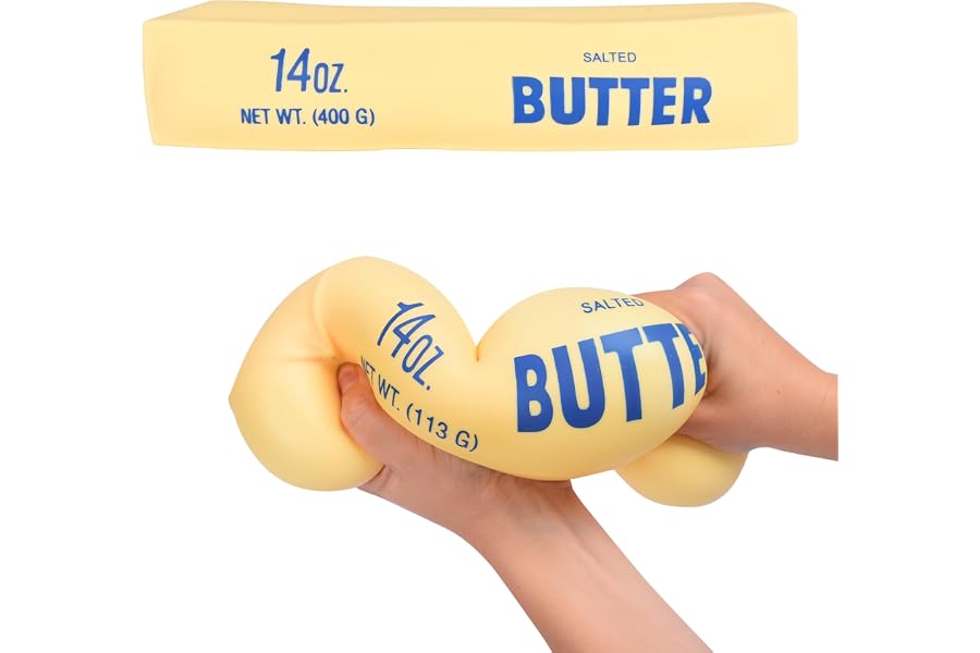 Toymendous Squeeze Butter, Jumbo Squishy Stress Toy, Children Ages 3+, 10.5 inches Long, Stretch & Squish