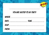 PartiKraft 12 Comic Superhero Birthday Invitations w/ Envelopes & Rainbow view 5