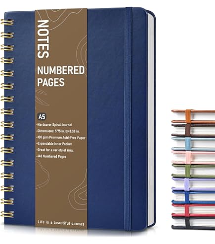 Cuaderno De Espiral, Cuaderno De Cuero De Tapa Dura De 365 Páginas