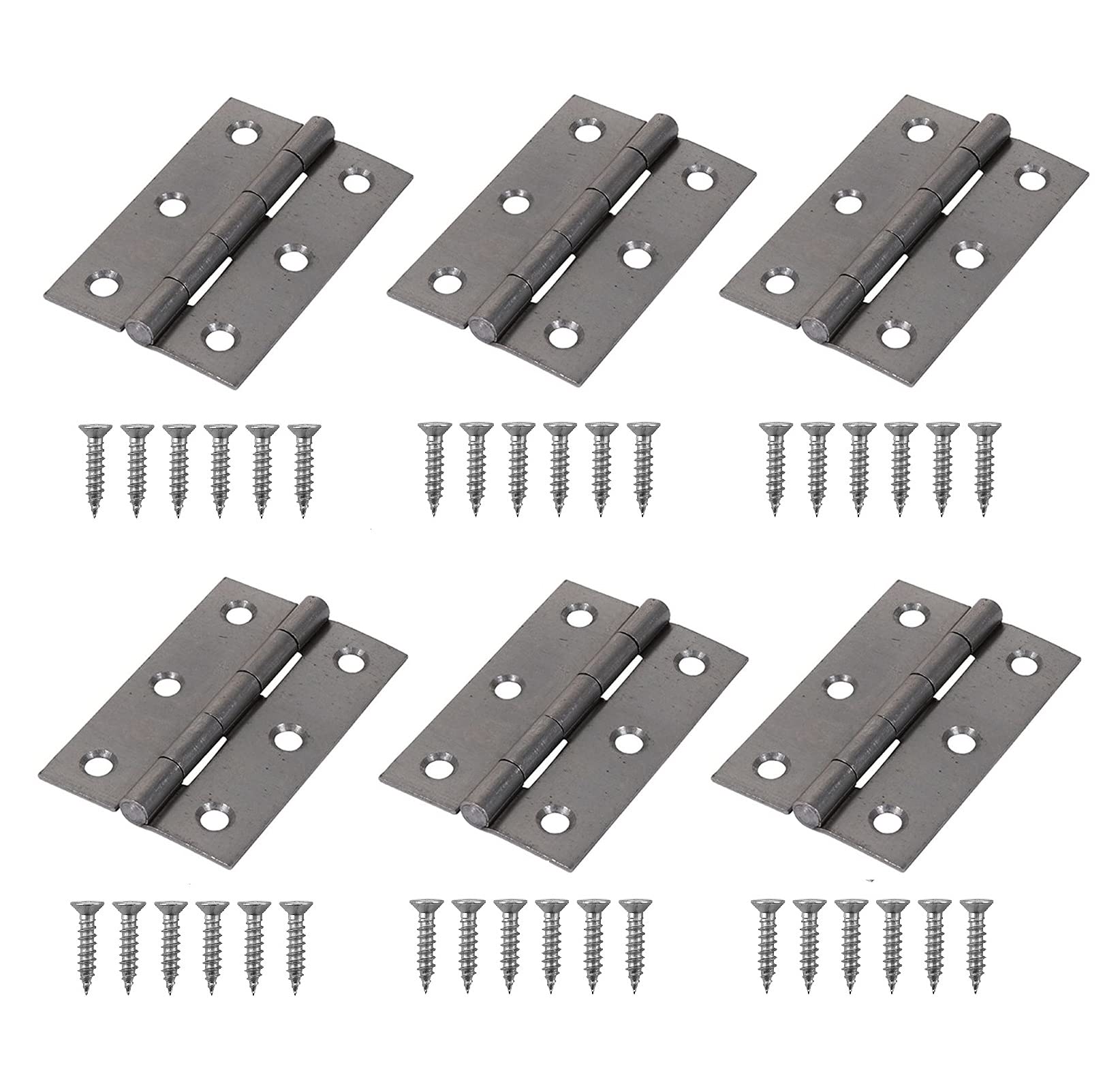 TERF® Steel Butt Hinges 75mm Door Butt Hinges Folding 75mm [3 inch] Self Colour for Home Furniture Bathroom Cabinet Window Internal Doors Including Fixing Screw - Pack of 6