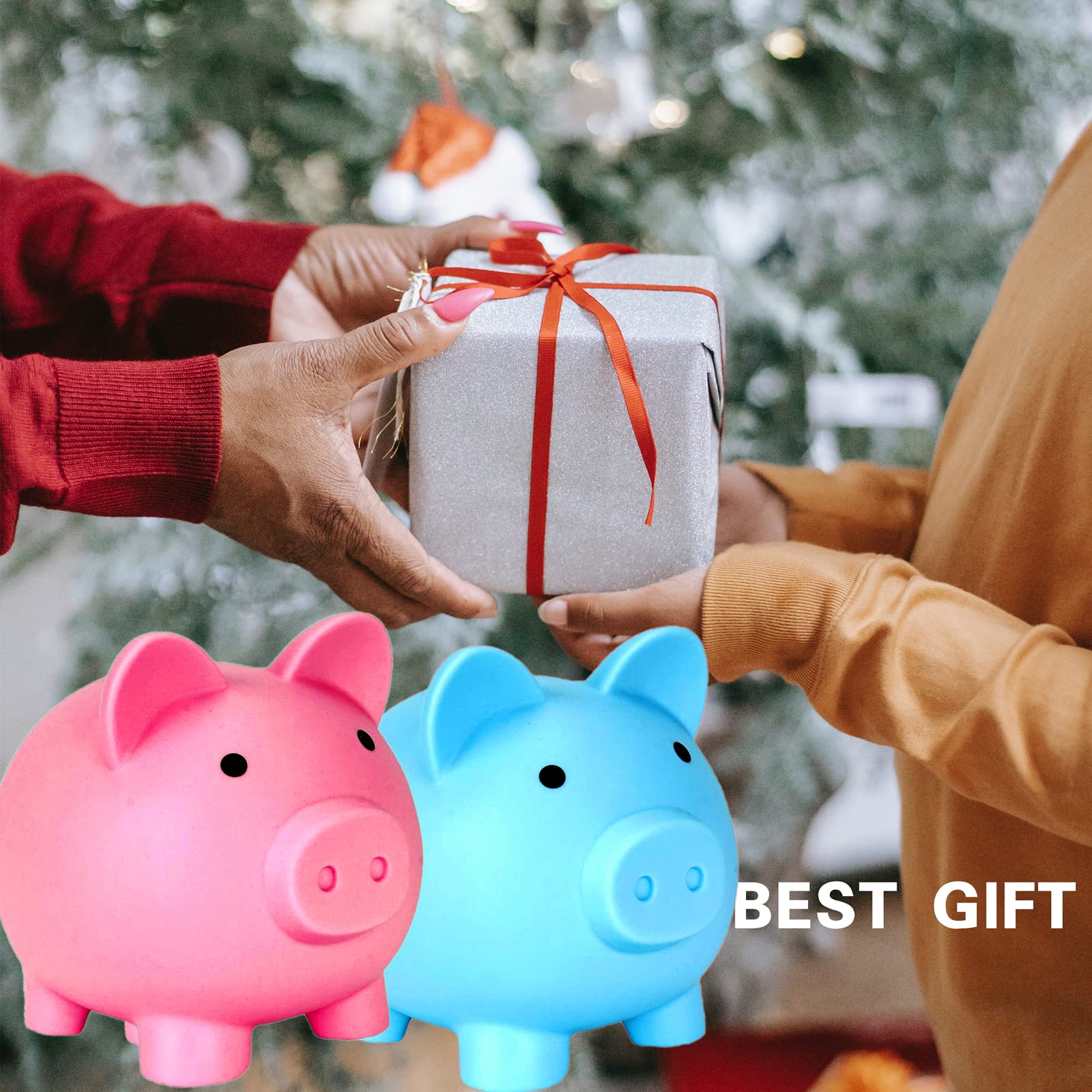 Piggy Bank for Sbrvaniy Piggy Coin Banks for Boys and Girls My First Unbreakable Plastic Money Bank S/M/L Size Decoration Savings Christmas, Easter, Birthday Gift