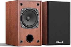 Elimavi 30W*2 Passive Bookshelf Speakers for Record Players and Home Theater Systems, Midrange and High-Frequency Stereo Speakers, Indoor Rear Surround Speakers, Requires a Amplifier,Wood Grain Color