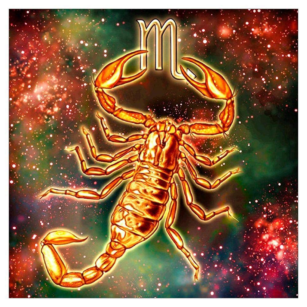 ABEUTY 5D Diamond Painting DIY Full Drill Rhinestones, Scorpio Zodiac Sign, Crystal Diamond Art Kit (Scorpio, 30x30cm, Non-Foldable, Age 13+)