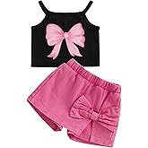 Emmababy Baby Girl Jeans Skirt Outfit Toddler Summer Denim Skirt and Tops Sleeveless Bow Crop Top Shorts Set Summer Clothes