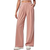 IUGA Waffle Knit Wide Leg Pants Light Pink