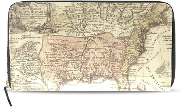 Amazon マキク Makiku 財布 レディース 長財布 世界地図 マップ 絵 茶色 革 大容量 ラウンドファスナー ウォレット Puレザー コインケース カード12枚収納 プレゼント対応 財布