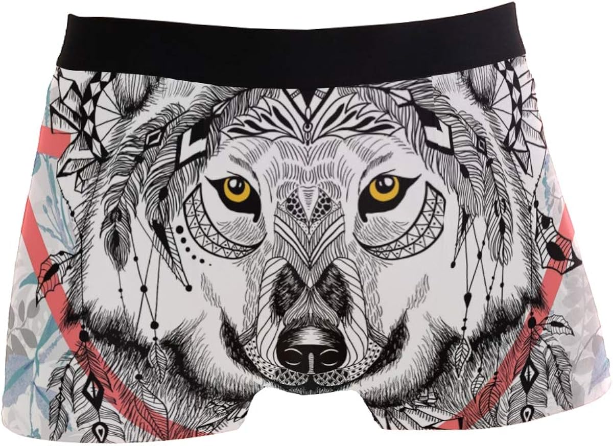 Detailed Wolf Men's Boxer Briefs Regular Soft Breathable Comfortable