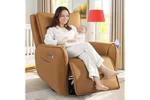 CFVYNE Power Recliner Gliders for Nursery, Electric Swivel Rocker Recliner Chair, Comfy Upholstered Living Room Reclining Rocking Chairs with Lumbar Support