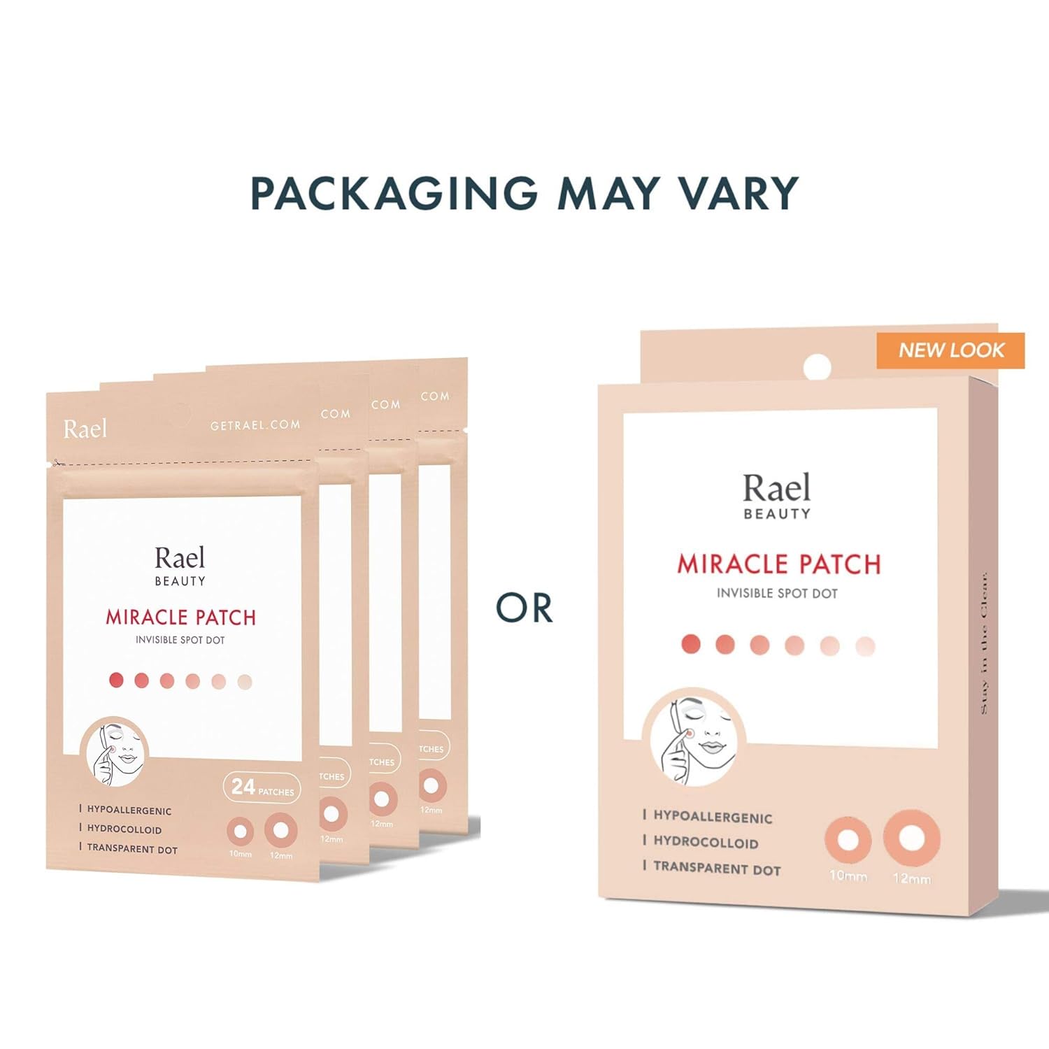 Rael Acne Pimple Healing Patch - Absorbing Cover, Invisible, Blemish Spot, Hydrocolloid, Skin Treatment, Facial Stickers, Two Sizes 10mm & 12mm, Blends in with skin (96 Count): Beauty