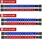 CASOMAN ABS Socket Organizer 6Pcs 1/4 3/8 1/2-Inch Blue Red Rails view 3