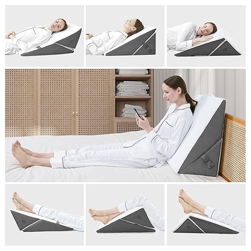 Touchutopia Bed Wedge Pillow for Sleeping Adjustable &12 Inch Foldable  Bed Wedge Pillow, Memory Foam Triangl - Main Image