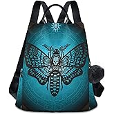 MNSRUU Women Backpack Purse Skull Butterfly Backpack for Women Anti-theft Shoulder Bag Carry On Backpack Lightweight Rucksack Fashion Travel Ladies Bags