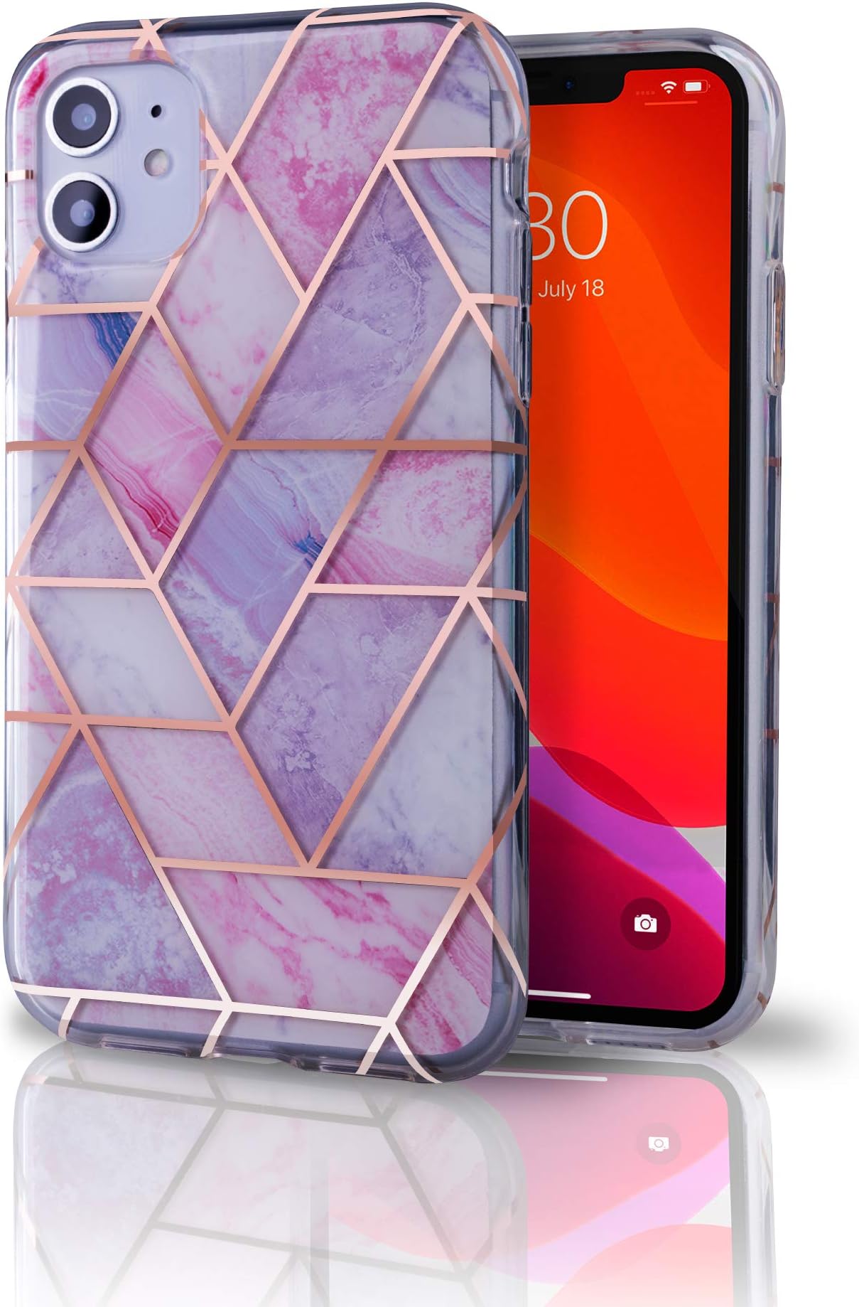 Marble iPhone 11 Case Marble Case iPhone 11 Slim Full-Body Stylish Protective Case, Pink Marble, 6.1"