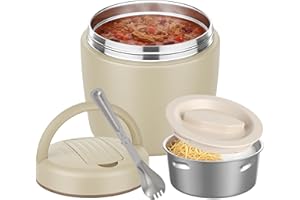 Misonea Thermo Food Jar for Hot Food Adults 32OZ Soup Thermo Lunch Containers Wide Mouth Vacuum Insulated Stainless Steel Lea