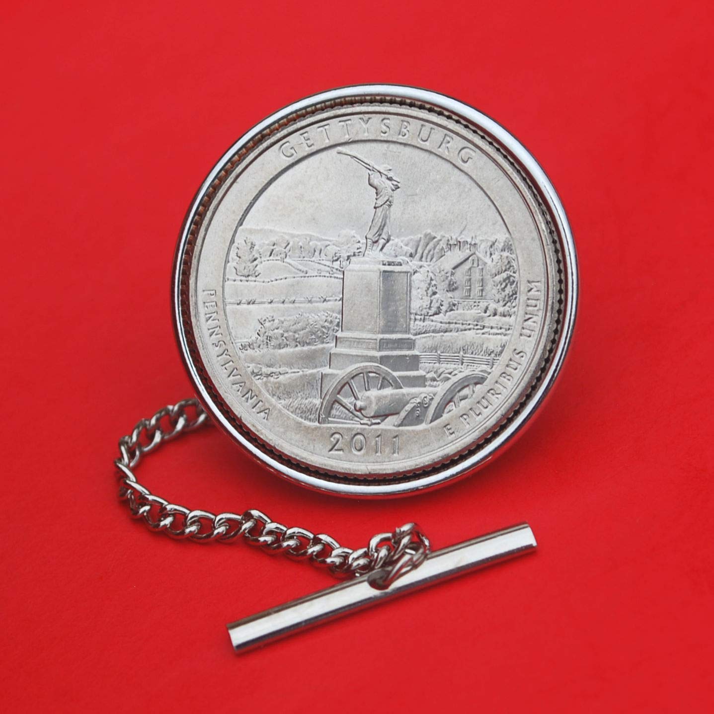 Amazon Com Us 2011 Pennsylvania Gettysburg National Military Park Quarter Bu Uncirculated 25 Cent Coin Silver Plated Tie Tac Tack Brand New America The Beautiful Handmade