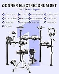 Donner DED-200 Electric Drum Sets with Quiet Mesh