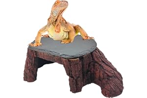GXSDJ Bearded Dragon Basking Platform, Leopard Gecko Humid Hide, Reptile Hide Cave with Heat Storage Slate Stone, Crested Gecko Basking Rock, Hideout for Turtle Ball Pythons Lizard Snake Style B