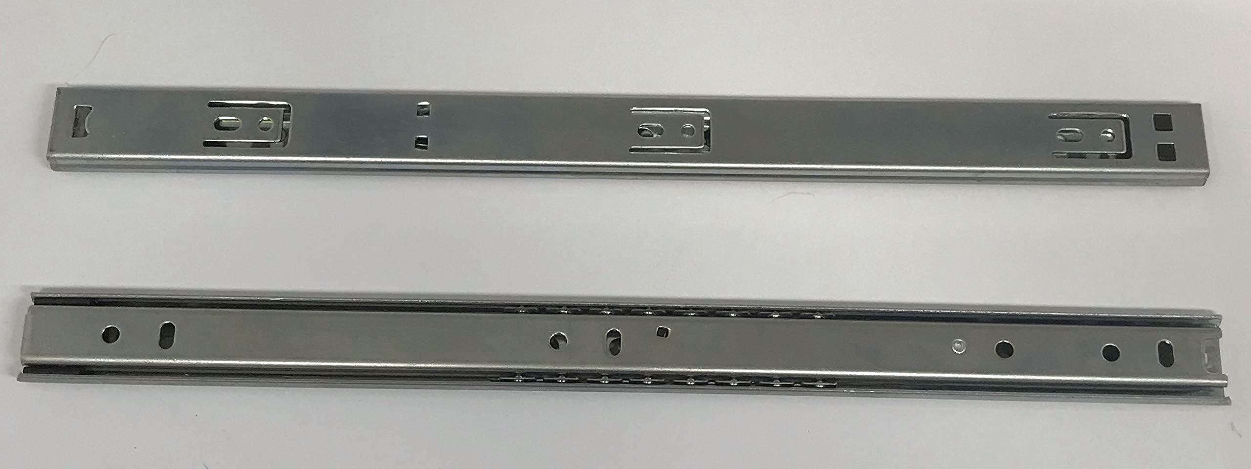 1 Pair of Ball Bearing Drawer Slide, Single Extension Drawer Slide, Pull Out Drawer, Metal galvanised, 342 mm, Carrying Capacity 25-30 kg, 27 mm nut