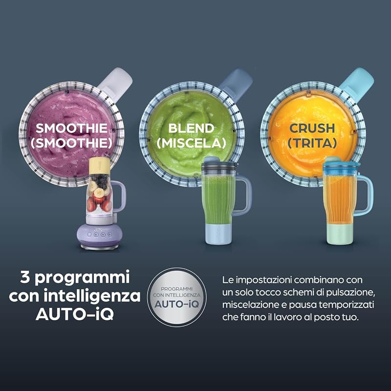 BlendBoss, Mini Frullatore con Borraccia 710 Ml, Potente, Blu Cyber