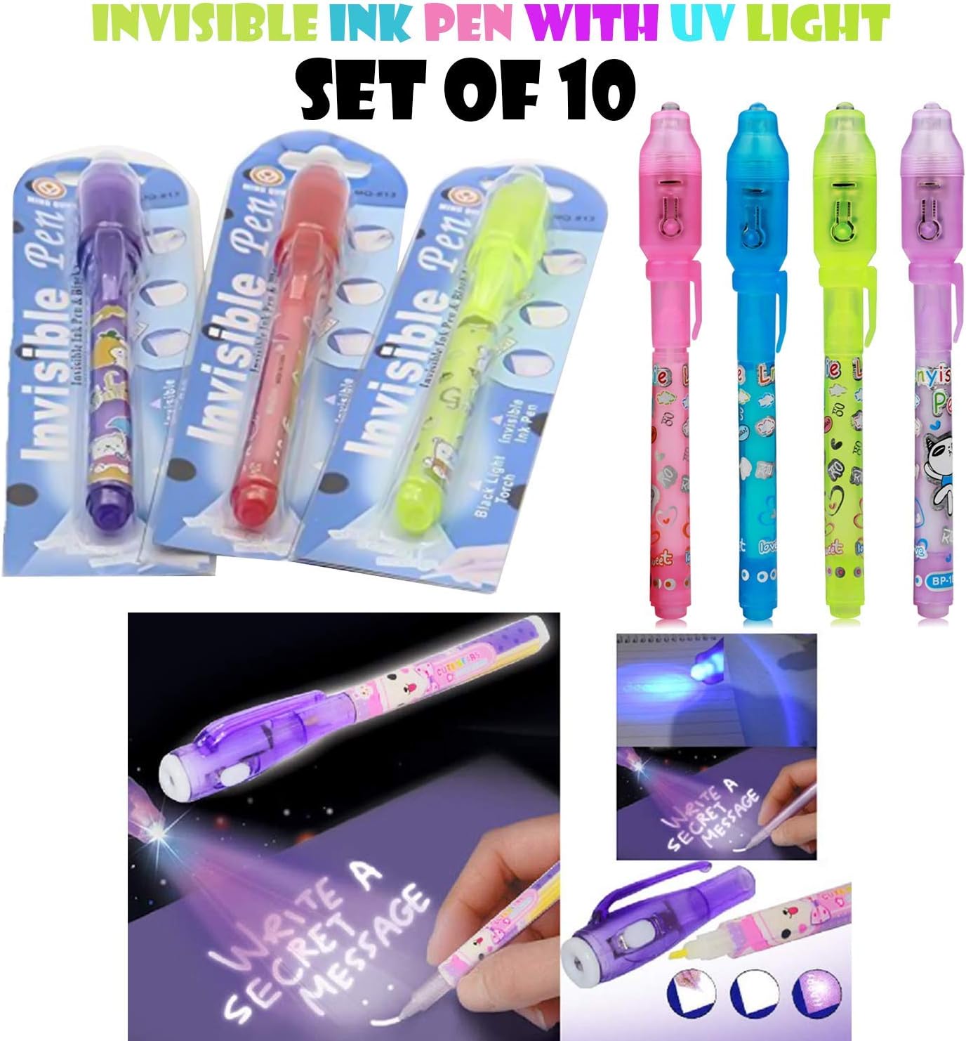 DISHANKART Party Chacha Invisible Secret Message Gag/Prank Toy Magic Pen - Pack of 10 (Multi)