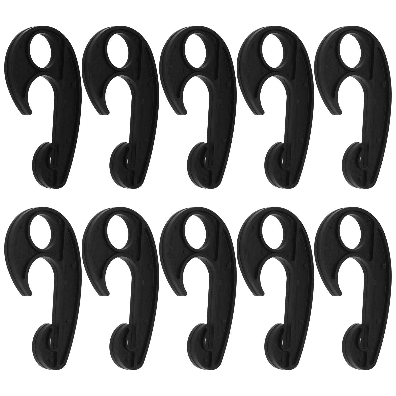 YINETTECH 10PCS Black Plastic Hook PVC Car Cover Tarpaulin Rope Hook Cargo Cover Net Hooks for Cargo Net Bungee Net Truck Net Truck Storage Rack 90x52mm