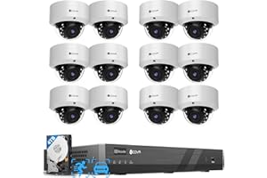 FORCOVR 4COVR 16 Channel PoE Security Camera System AI Human/Vehicle Detection, 12Pcs IK10 Vandal-Proof 5MP Wired Commercial Dome IP Camera IP67, 16CH 4K NVR 4TB, Business Surveillance Outdoor, LY54AX5M1612