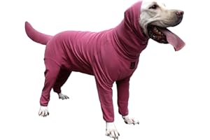 ARUNNERS Extra Large Dog Pajamas Pjs Bodysuits Full Body Coverage Onesie Clothes Anxiety Calming Surgery Recovery Suit for Great Dane, Dark Red, 5X-Large