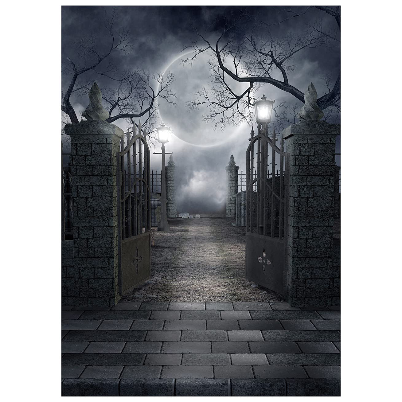 SJOLOON 5ft x 7ft Halloween Vinyl Photo Background Photography Backdrop Moon Night Backdrop Studio Prop 9382