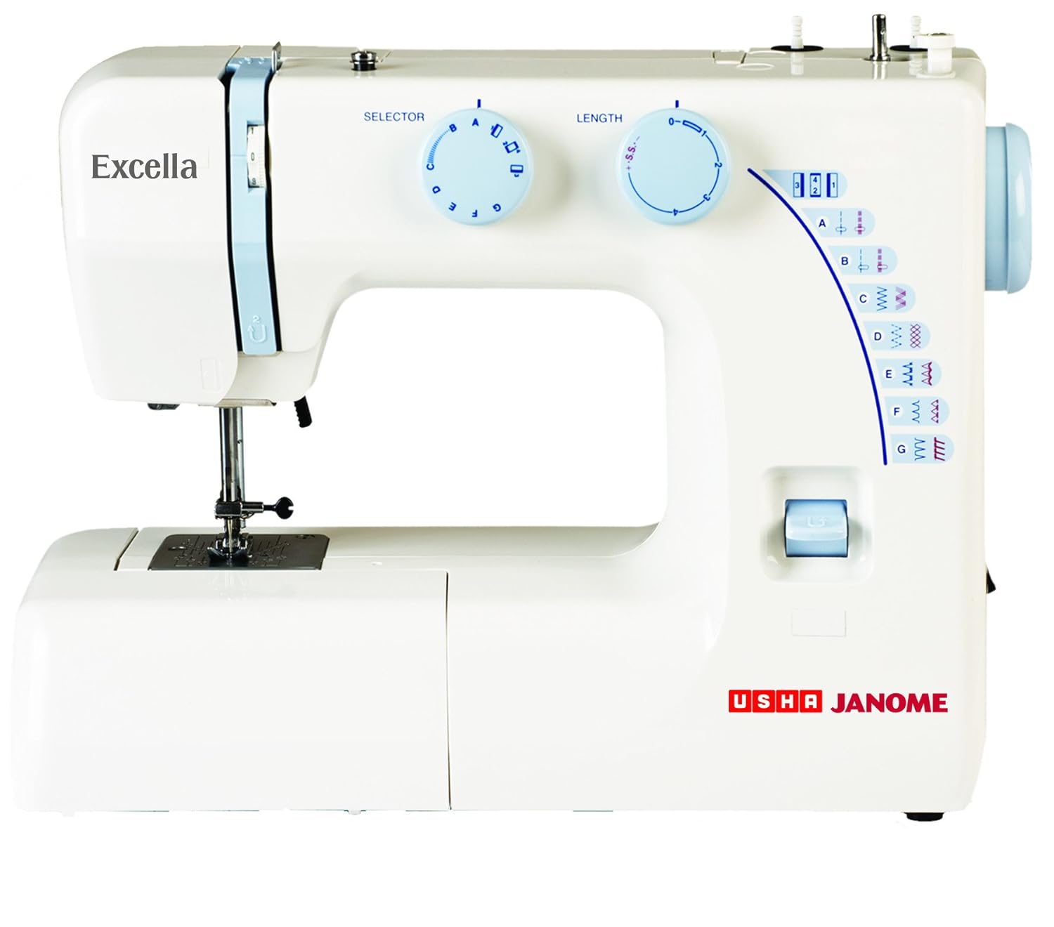 Usha Janome Excella Automatic Zig-Zag Sewing Machine (White/Blue):  Amazon.in: Home & Kitchen