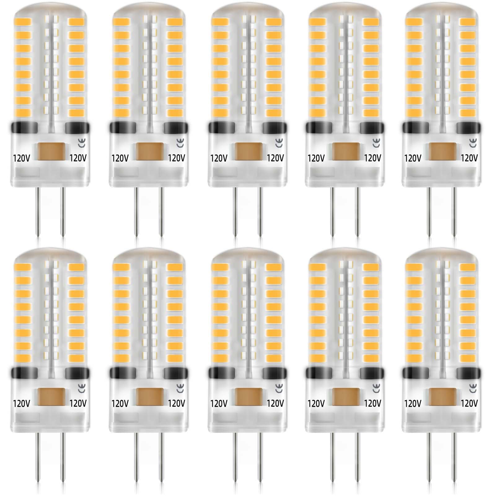 Photo 1 of OPXELUYO G4 120V Led Bulbs 3W Equivalent 30W Halogen 300 Lm Warm White JC Bi-Pin Base Under-Cabinet Light 10 Pack