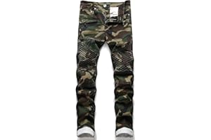 RXXKKK Men's Classic Zipper Biker Regular Fit Flex Jean