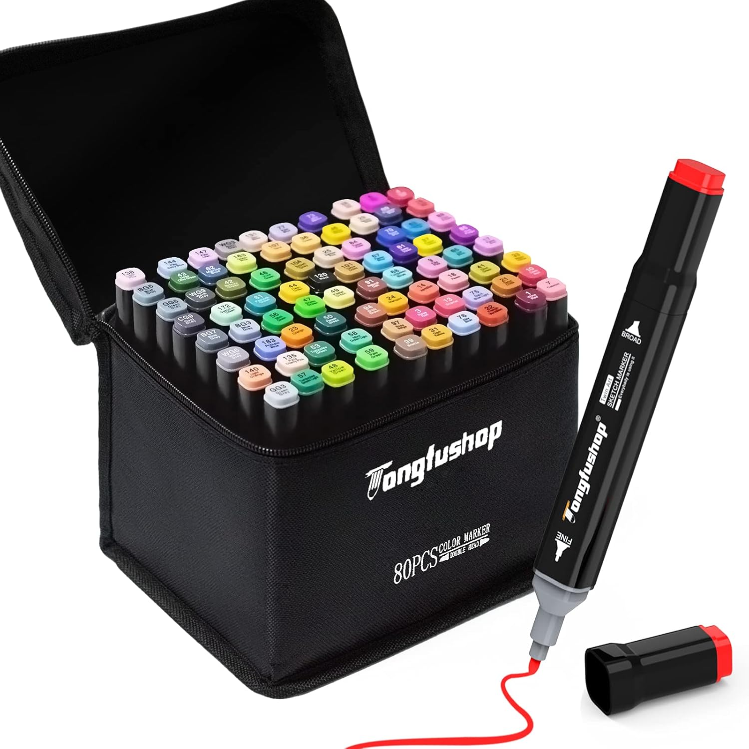 80 Colors Alcohol Drawing Markers, Plus 1 Colorless Blender and 1 Hook
