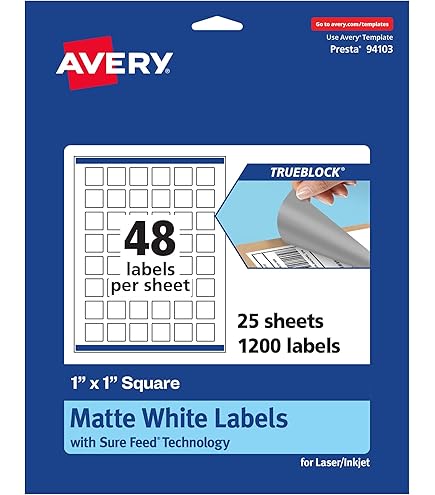 Glossy White Square Sticker Labels 2x2 Inches - 20 Per Sheet, 200 Labels For Inkjet Printers