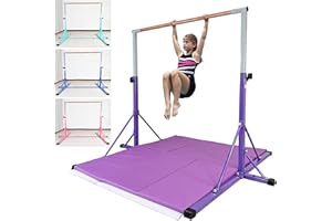 FC FUNCHEER Gymnastics bar,5FT/6FT Horizontal Bars, Adjutable Gymnastic Bar for Kids Ages 5-20, 35.4" to 59"/45" to 71", Weight Limit 500 LBS,Home Gym Equipment