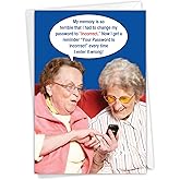 NobleWorks - Funny Happy Birthday Note Card with 5 x 7 Inch Envelope - Bday Greeting Card for Women, Mother, Sister, Friend - Congrats Bday Celebration Notecard - Incorrect Password 9912Z