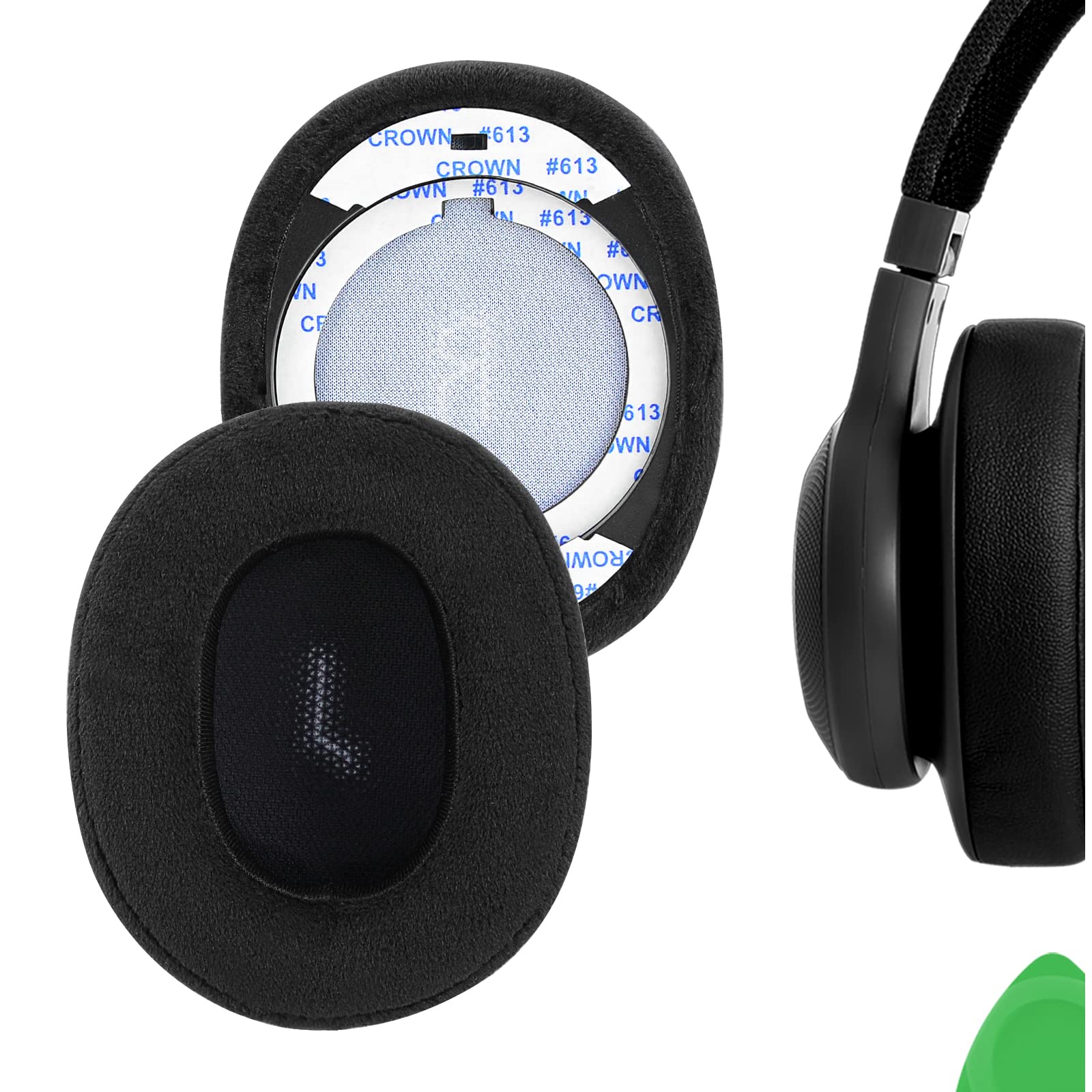 Geekria Comfort Extra Thick Velour Replacement Ear Pads for JBL E55BT Headphones Ear Cushions, Repair Parts (Black)