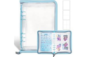Ruatu Sticker Storage Organizer Binder A5 Sticker Book Collecting Album Reusable Sticker Collection Book with Pocket Zipper Sticker Holder Keeper Book for Adult Collecting Sticker (blue)