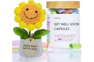MSEHKM Get Well Soon Care Package Positive Message Bottle and Knitted Positive Crochet with Card Feel Better Self Care Gift Box Sending You Sunshine Box for Sick Friend