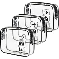 5 Bolsas De Aseo De Viaje Transparentes De 20 X 20 Cm, Aprobadas Por La TSA, Bolsas De Plástico Impermeables Para Líquidos De Seguridad Aeroportuaria, Bolsas De Cosméticos Para Artículos Esenciales De