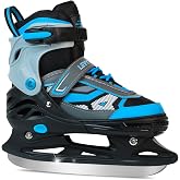 LEVYTEMP Adjustable ice Skates for Kids Boys Girls, 4 Size Triple Protection Beginner Figure Blades with Ankle Support for Outdoor and Rink