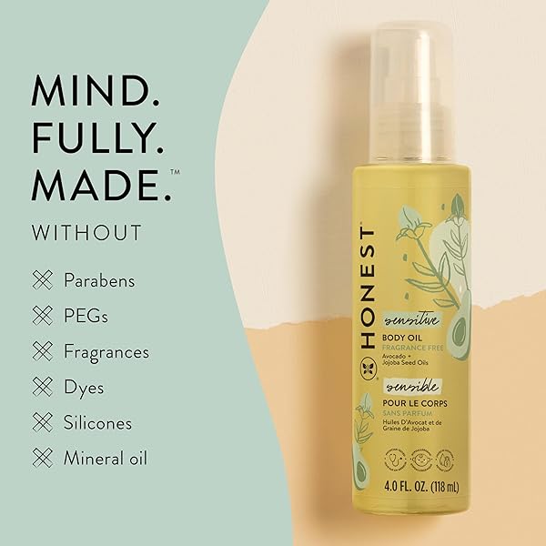 THE HONEST COMPANY FRAGRANCE FREE MOISTURIZING BODY OIL | NOURISH + SOOTHE BABY’S SKIN | PLANT-BASED, HYPOALLERGENIC, VEGAN | 4.0 FL OZ