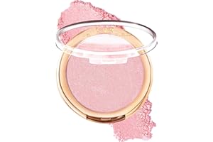 YOUNG VISION Pressed Powder Highlighter, Baked Natural Glow Contour Powder & Face Highlighter, Cruelty-Free, Shimmer Highlighting Makeup for Face, Eye, Eyeshadow, Body, Skin, Xmas Gift (Pink)