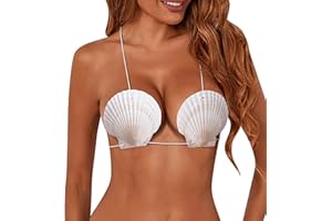 SFCDDTLG 2 Pairs Seashell Bra with Cord- 4.5" x 5" DIY Natural Shell Bikini Top- Hawaiian Mermaid Seashell Chest Tops for Women Bikini Parties Supplies